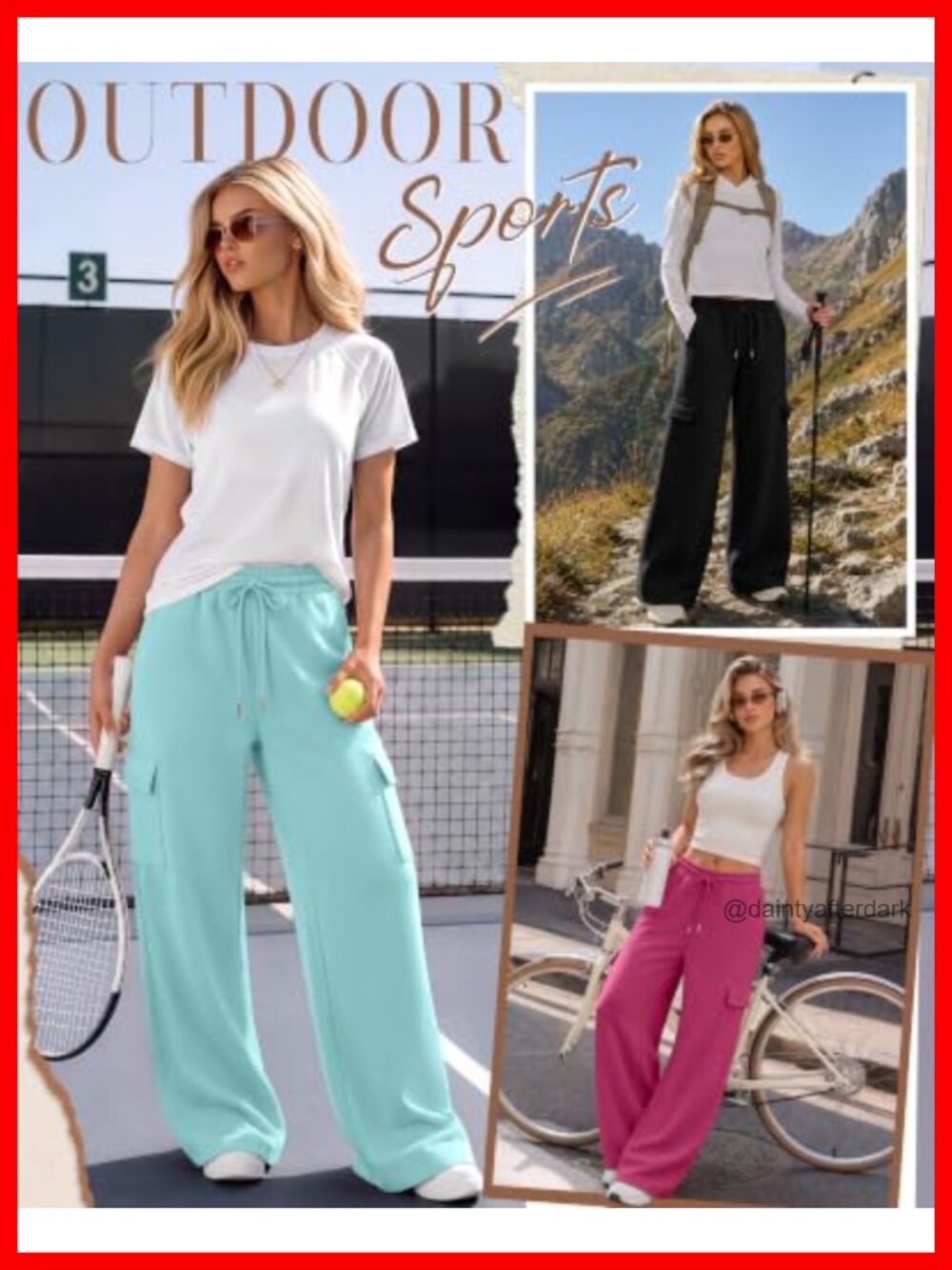 4 Pack Women's Cargo Sweatpants Wide Leg Baggy Drawstring Pockets - Picture 3 of 5